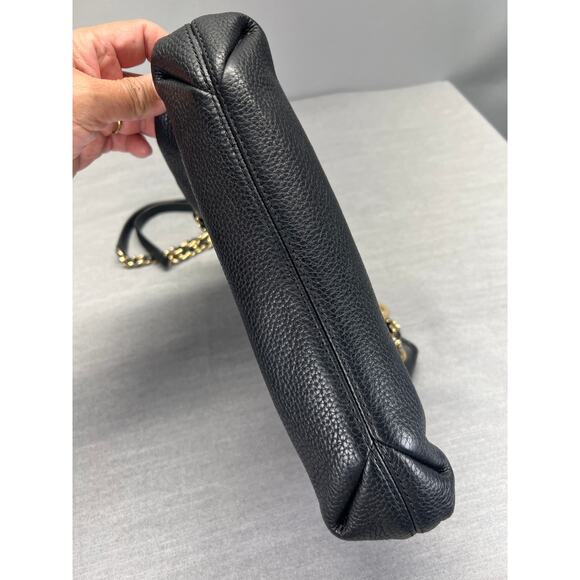 Michael Kors Jet Set Medium Black Pebbled Leather Crossbody Bag - Picture 6 of 11